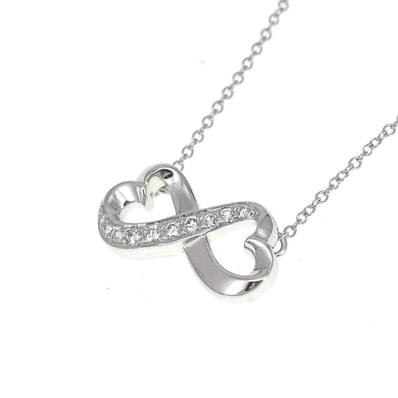 ティファニー TIFFANY&Co. パロマ・ピカソ ダブルラビング ハート ペンダント ネックレス K18WG ダイヤモンド レディース 袋付き S#139293