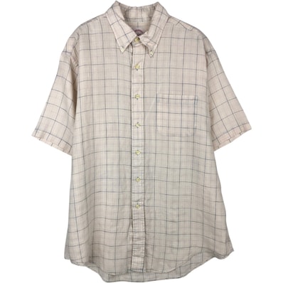 古着 ブルックスブラザーズ Brooks Brothers Est.1818 半袖 ボタンダウン チェックシャツ メンズL相当/rab182084