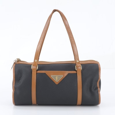 ■美品 イヴ サンローラン YSL ロゴプレートハンドバッグ