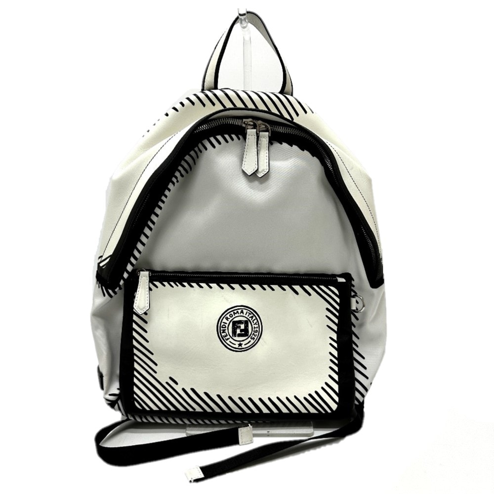 フェンディ FENDI バックパック 7VZ042 ジョシュア・ヴィーダス カリフォルニアスカイ カバン リュックサック キャンバス/レザー ホワイト