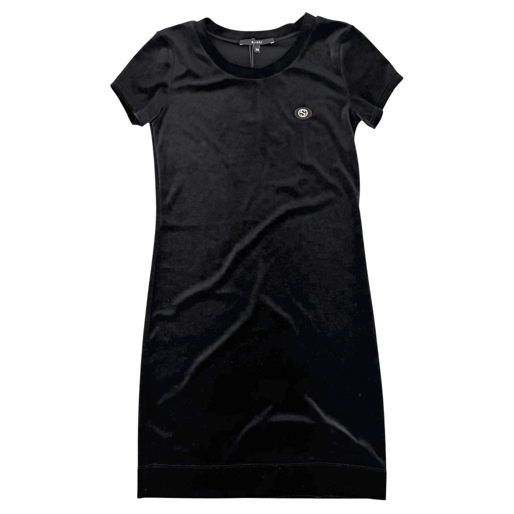 GUCCI グッチ ワンピース ベロア 半袖 服 アパレル XS 271473 ブラック 黒 アセテート  ポリエステル   レディース 春 夏 美品【中古品】