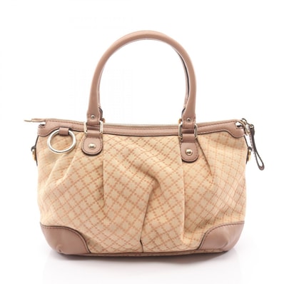 グッチ GUCCI スーキー ディアマンテ ハンドバッグ バッグ キャンバス レザー レディース ベージュ系 247902 【中古】