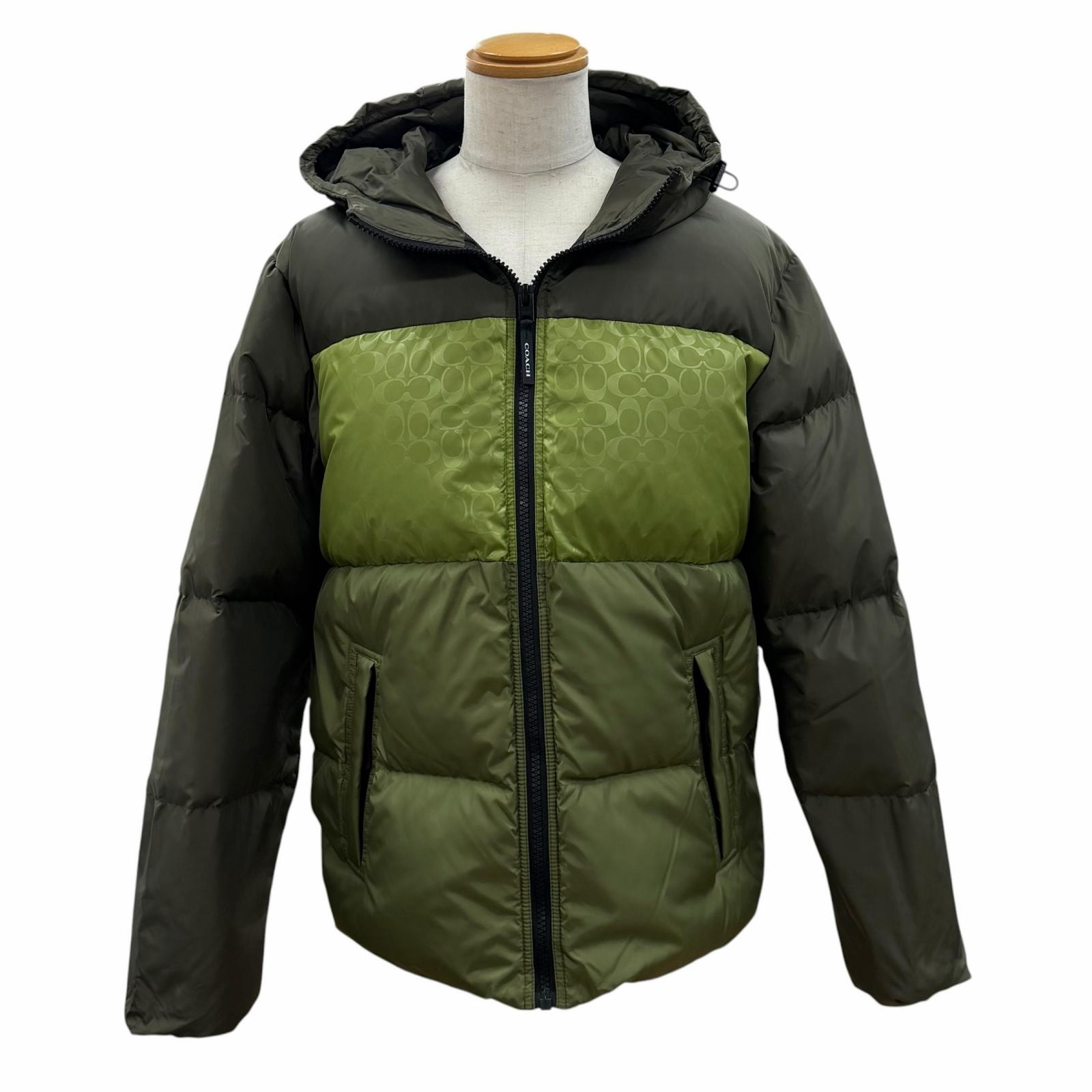 極美品 コーチ ダウンジャケット カーキ メンズ XL CBB56