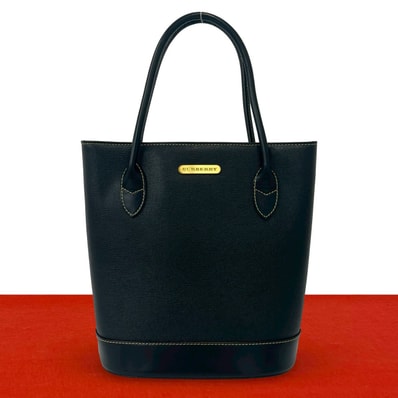BURBERRY バーバリー ロゴ 金具 レザー ハンドバッグ ブラック
35148
