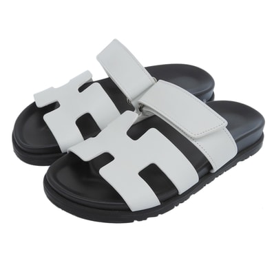 エルメス シプレ フラット レザー Hサンダル シューズ レディース ホワイト 36 36