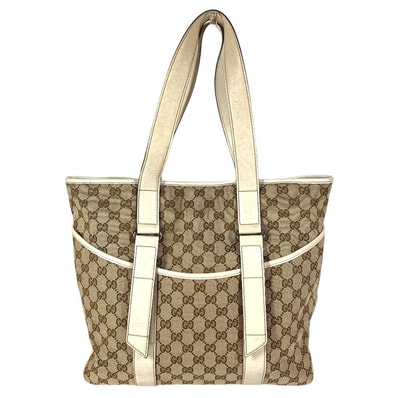 グッチ GUCCI GG ロゴ 145971 肩掛け カバン トートバッグ ショルダーバッグ GGキャンバス/レザー ホワイト