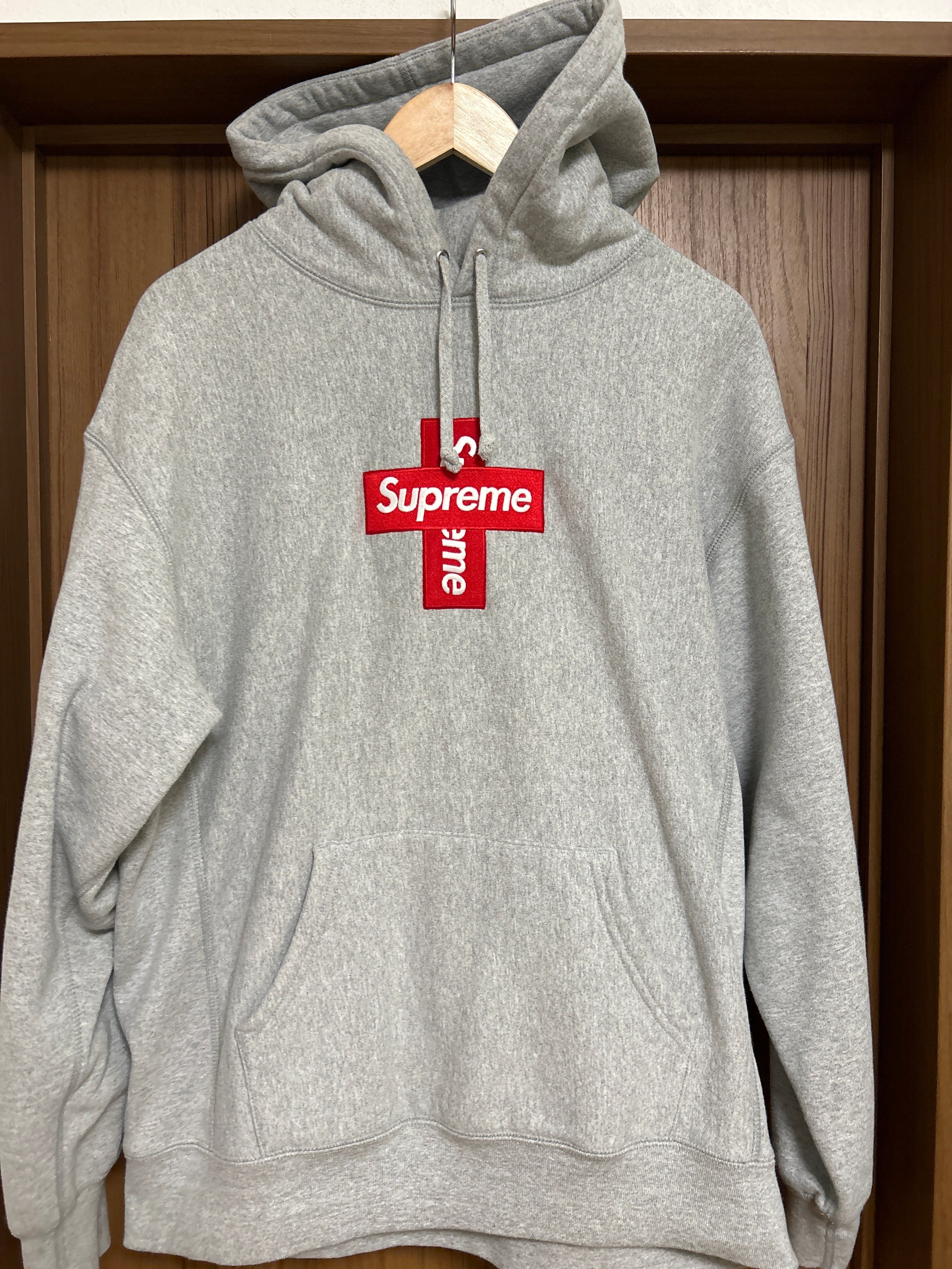 Supreme Cross Box Logo Hooded Sweatshirt "Grey"