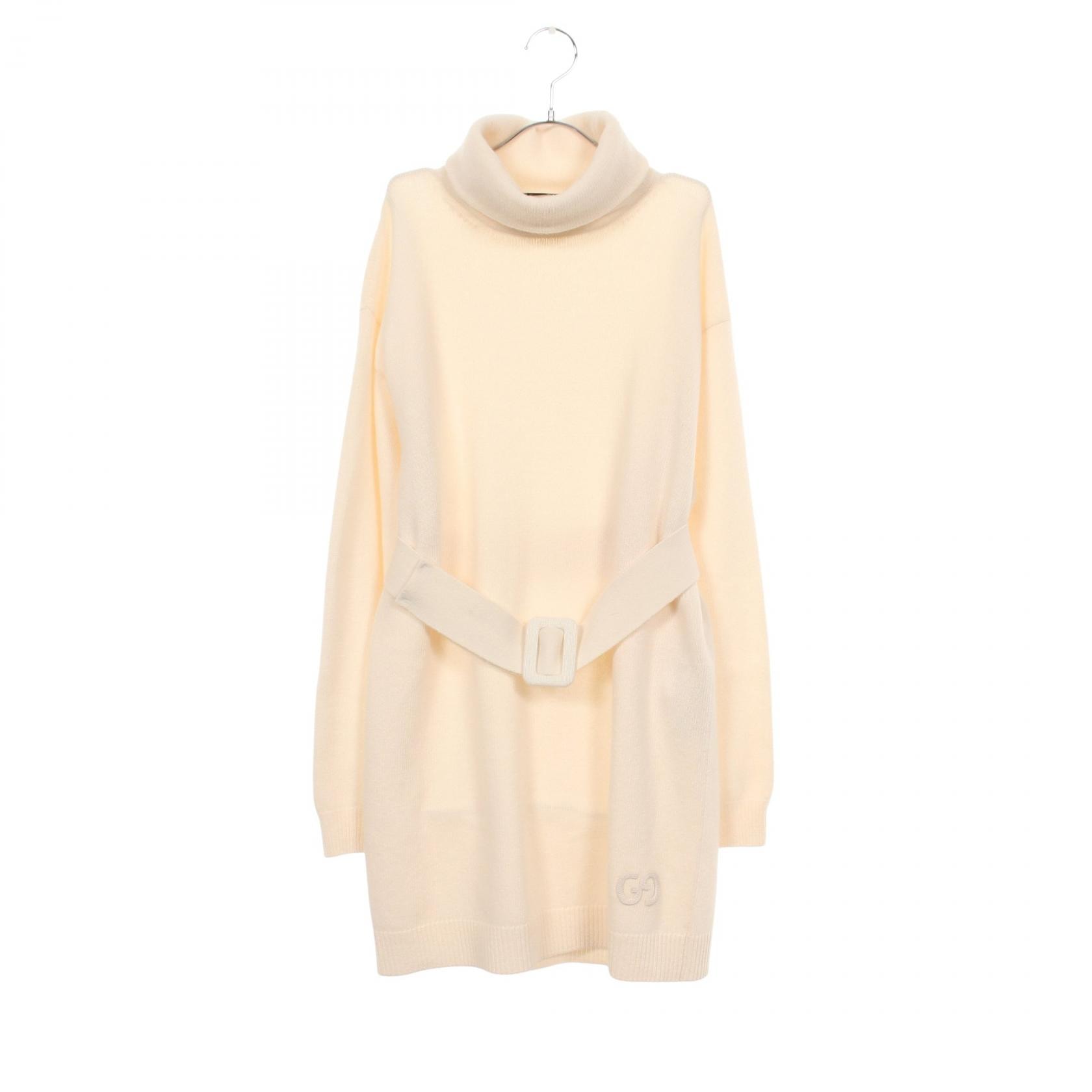グッチ GUCCI GGパッチ タートルネック ワンピース 衣料品 トップス ウール カシミヤ レディース アイボリー系 727042 【中古】