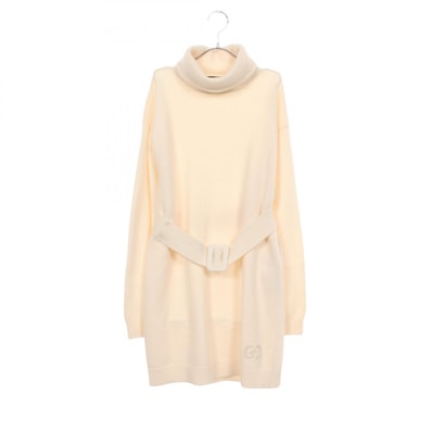 グッチ GUCCI GGパッチ タートルネック ワンピース 衣料品 トップス ウール カシミヤ レディース アイボリー系 727042 【中古】