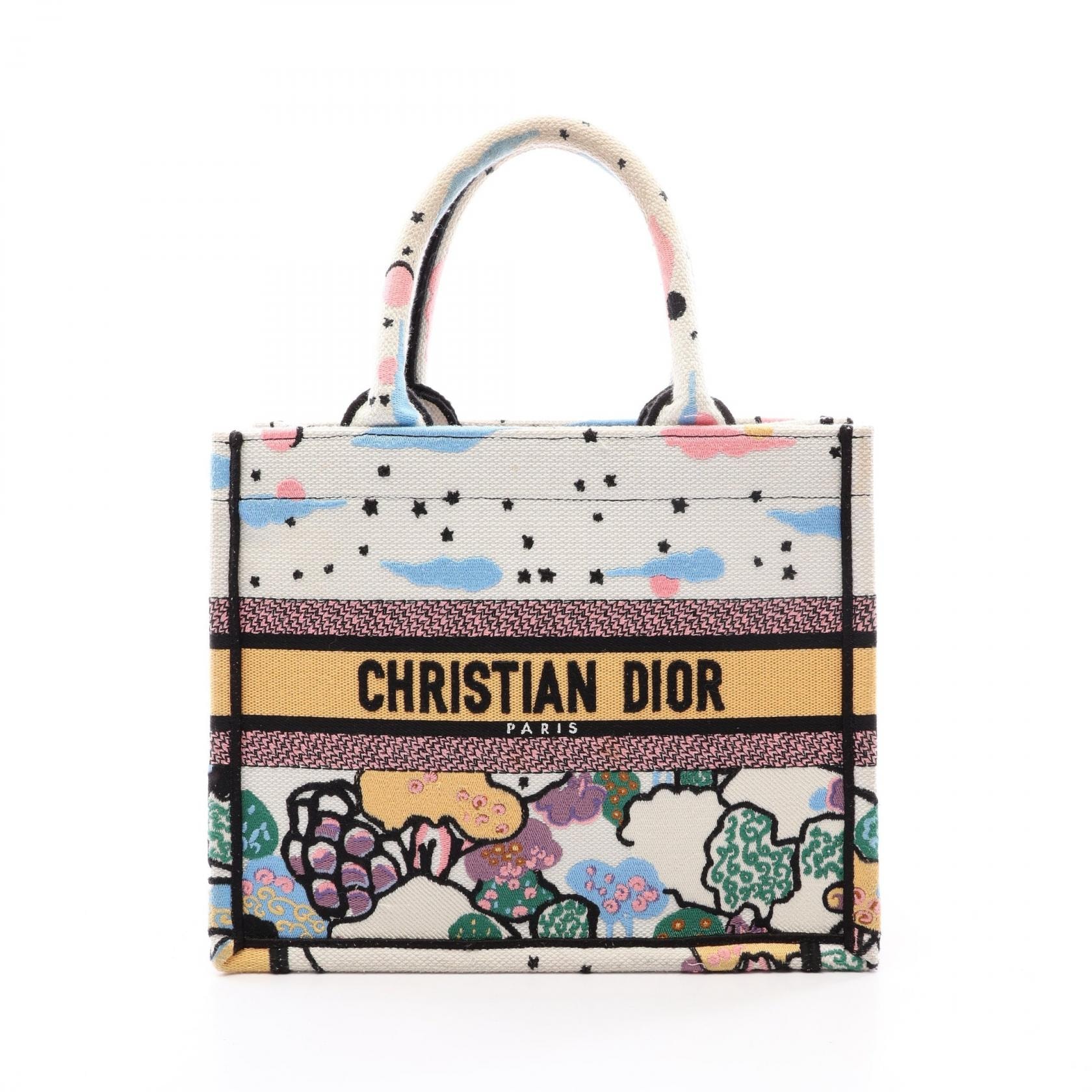 ディオール Dior BOOK TOTE ブックトート スモール トートバッグ バッグ キャンバス レディース ホワイト系 / マルチカラー 【中古】