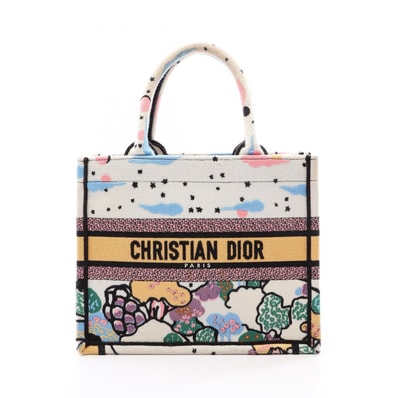 ディオール Dior BOOK TOTE ブックトート スモール トートバッグ バッグ キャンバス レディース ホワイト系 / マルチカラー 【中古】