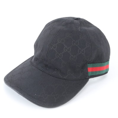 ■美品 グッチ GGキャンバス シェリー ライン ベースボール 帽子 XL
