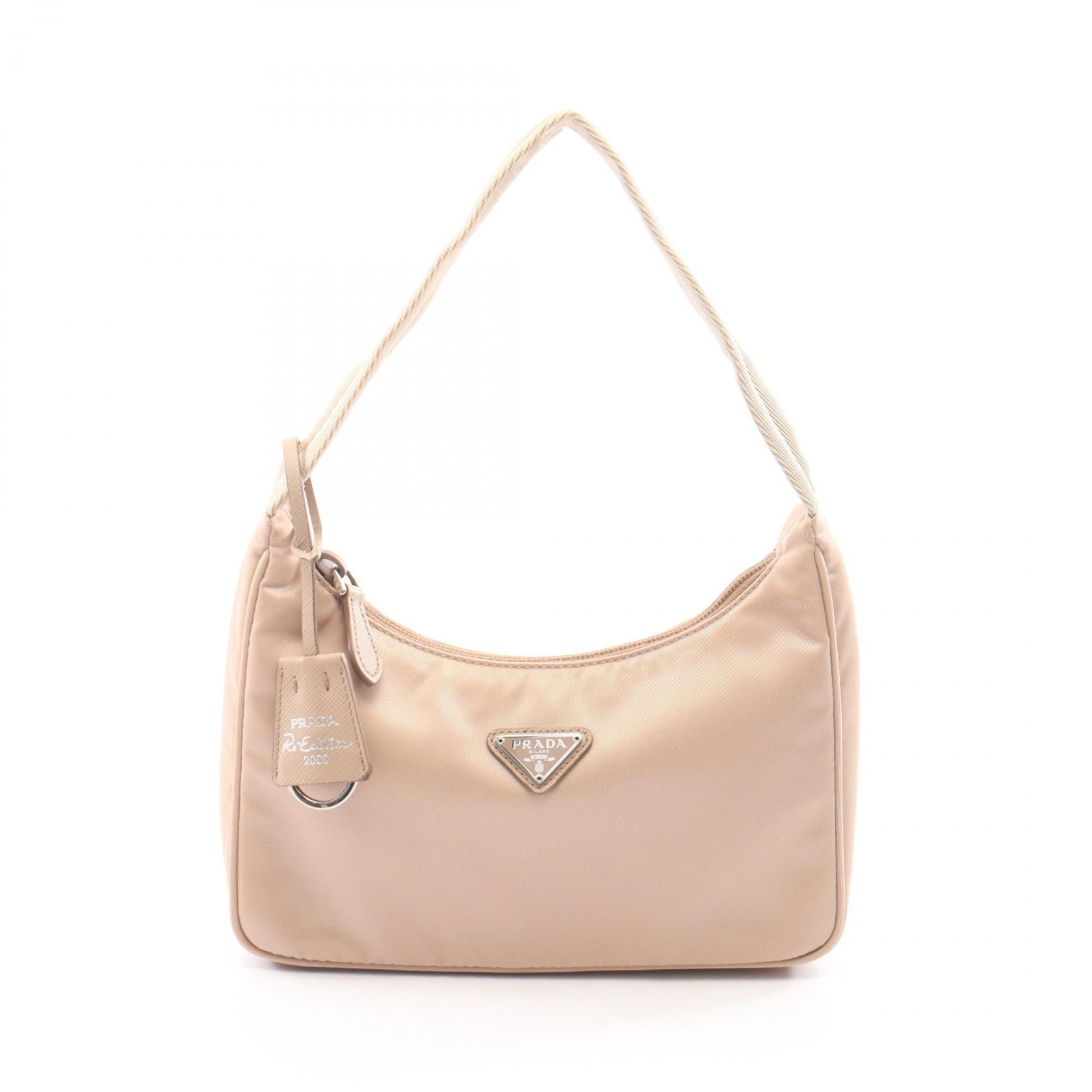 プラダ PRADA Re-Edition 2000 ミニバッグ ハンドバッグ バッグ ナイロン サフィアーノレザー レディース ベージュ系 【中古】