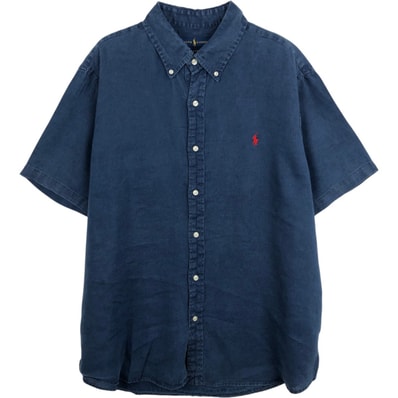古着 ラルフローレン Ralph Lauren POLO RALPH LAUREN CLASSIC FIT 半袖 リネン ボタンダウンシャツ メンズXXL相当/eaa668166
