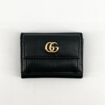 GUCCI(グッチ) GGマーモント テクスチャードレザー 523227 三つ折り財布 ブラック