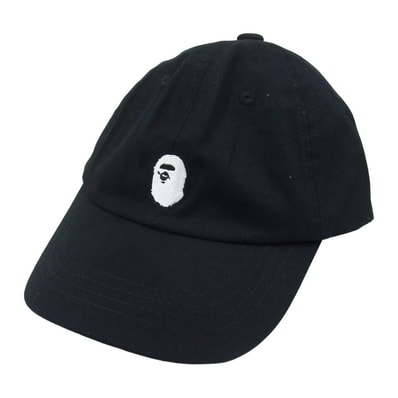 A BATHING APE アベイシングエイプ キャップ 001GDM201001H ロゴ刺繍 コットン キャップ 帽子 ブラック系【新古品】【未使用】【中古】