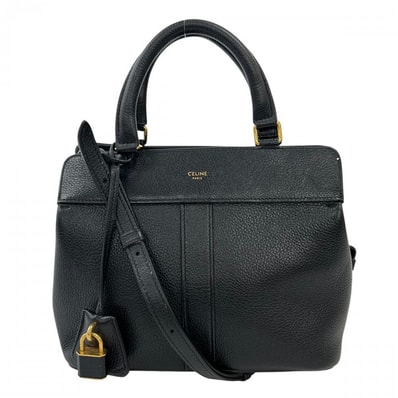 CELINE セリーヌ ショルダーバッグ ハンドバッグ カバ・ドゥ・フランス 2WAY スモール 191963CRE.38NO レザー ブラック 黒 ゴールド金具 レディース【中古品】