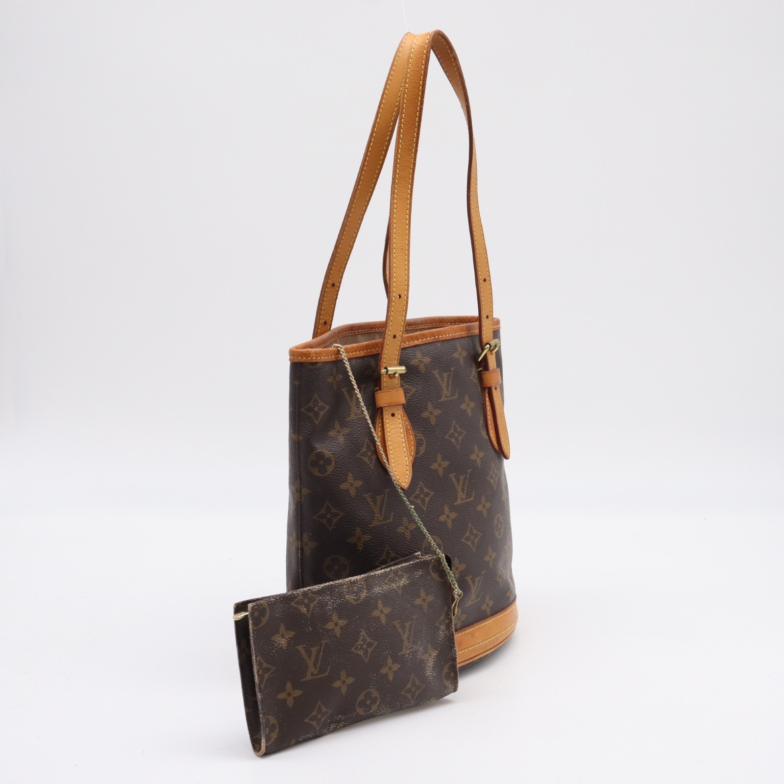 LOUIS VUITTON ルイ・ヴィトン モノグラム バケットPM M42238 ハンドバッグ ブラウン コーティングキャンバス レザー レディース