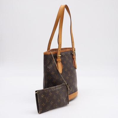 LOUIS VUITTON ルイ・ヴィトン モノグラム バケットPM M42238 ハンドバッグ ブラウン コーティングキャンバス レザー レディース