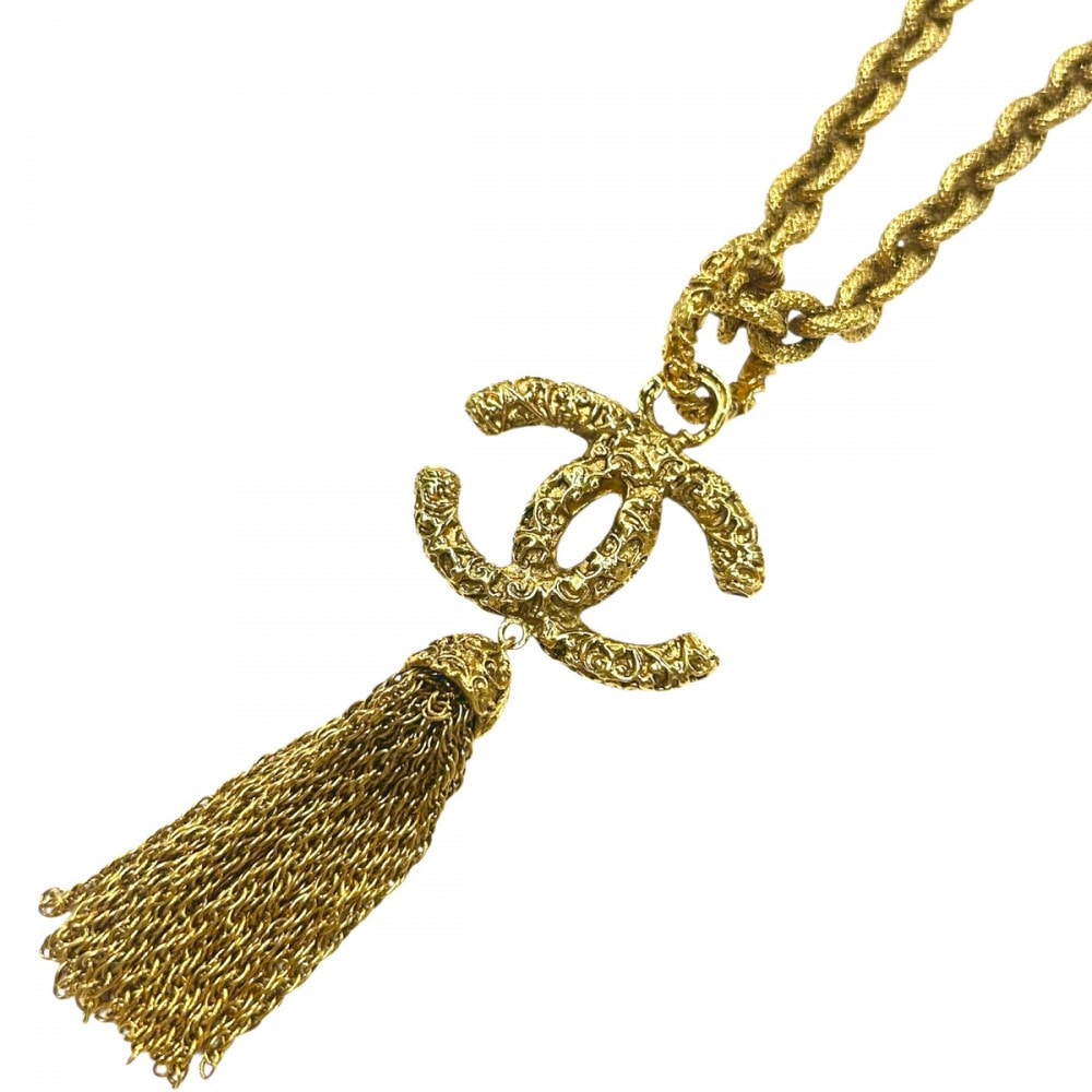 CHANEL シャネル ネックレス ココマーク ロングネックレス マグマ アクセサリー 溶岩 ヴィンテージ タッセルデザイン GP    93A ゴールド レディース 約159.3g 1993年【中古品】