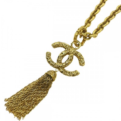 CHANEL シャネル ネックレス ココマーク ロングネックレス マグマ アクセサリー 溶岩 ヴィンテージ タッセルデザイン GP 93A ゴールド レディース 約159.3g 1993年【中古品】