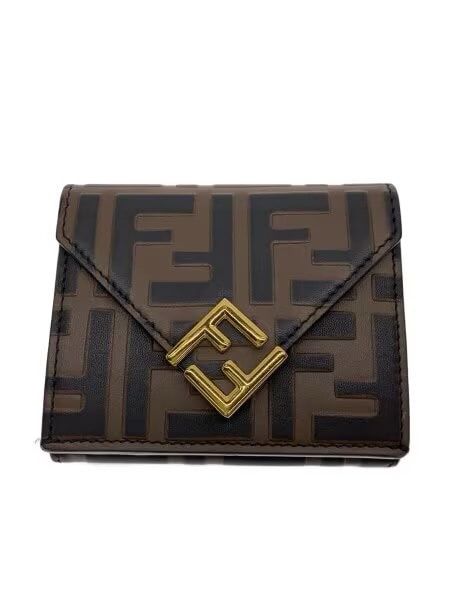 FENDI FF Diamonds Zip Around Medium FF Leather "Brown"