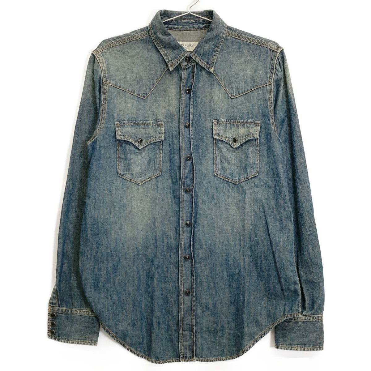 美品 エディ期⭐️サンローランパリ デニム 長袖シャツ インディゴブルー S SAINT LAURENT - サンローランパリ SAINT LAURENT PARIS デニム