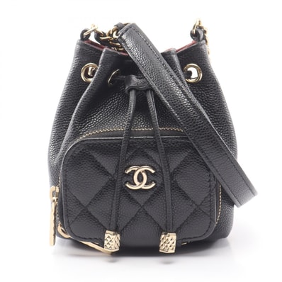 シャネル CHANEL マトラッセ ドローストリング ショルダーバッグ バッグ キャビアスキン(グレインドカーフ) レディース ブラック系 【中古】