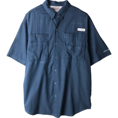 古着 コロンビア Columbia PFG OMNI-SHADE オムニシェイド リップストップ ボタンダウン 半袖 フィッシングシャツ メンズL相当/eaa623898