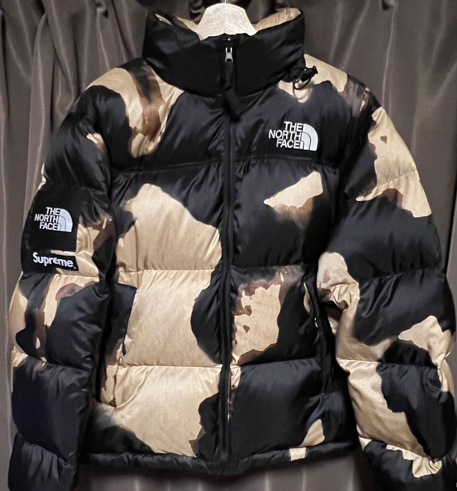 Supreme x The North Face Bleached Denim Print Nuptse Jacket "Black"