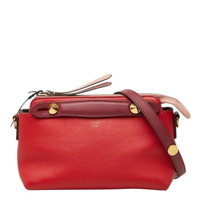 フェンディ バイザウェイ ミニ ハンドバッグ ショルダーバッグ 2WAY 8BL135 レッド ピンク レザー レディース FENDI 【中古】