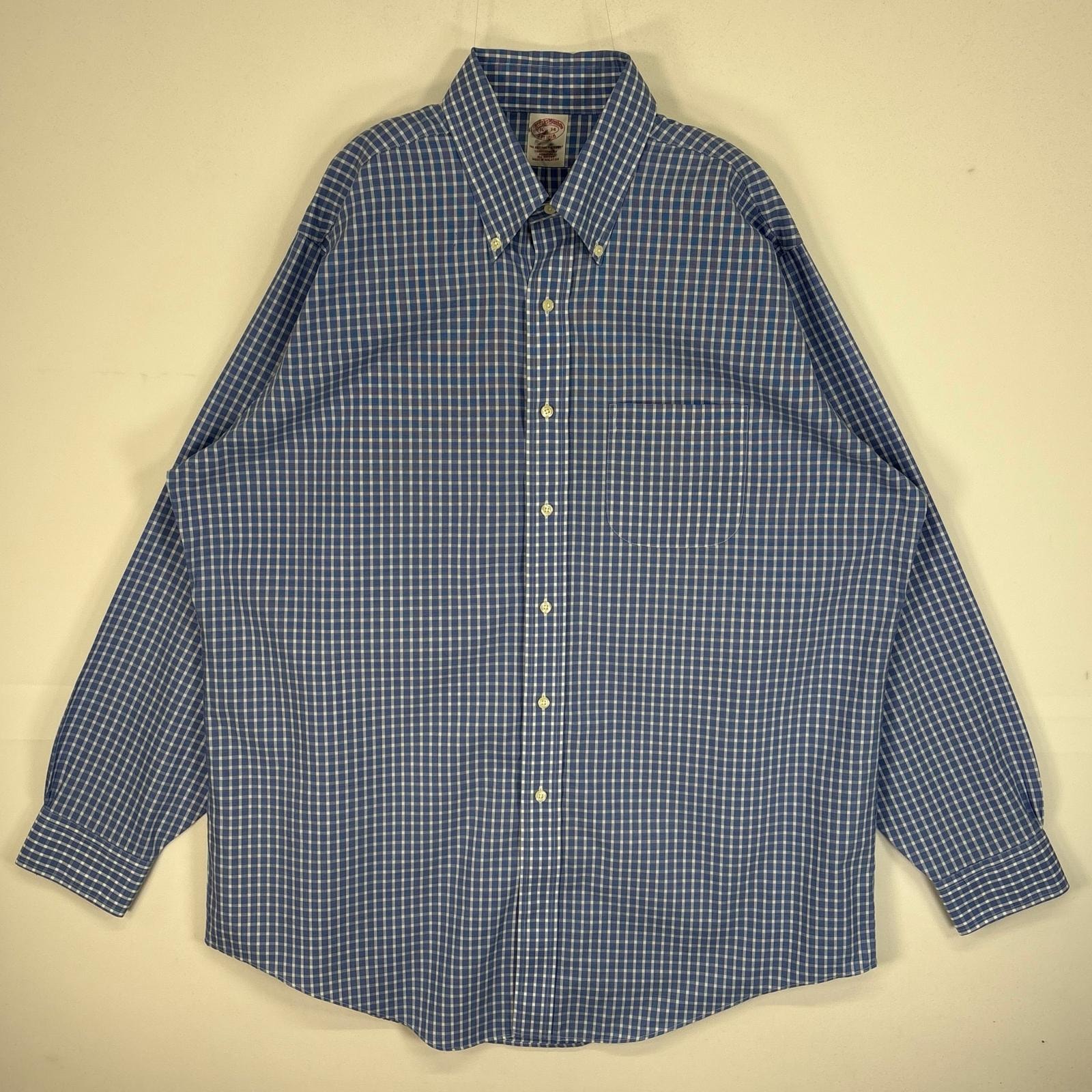 古着 ブルックスブラザーズ Brooks Brothers 長袖シャツ 胸ポケ ボタンダウン L  ブルー系 チェック メンズ