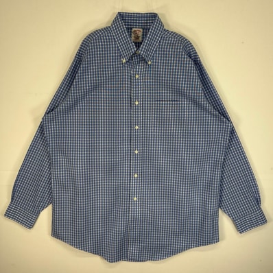 古着 ブルックスブラザーズ Brooks Brothers 長袖シャツ 胸ポケ ボタンダウン L ブルー系 チェック メンズ