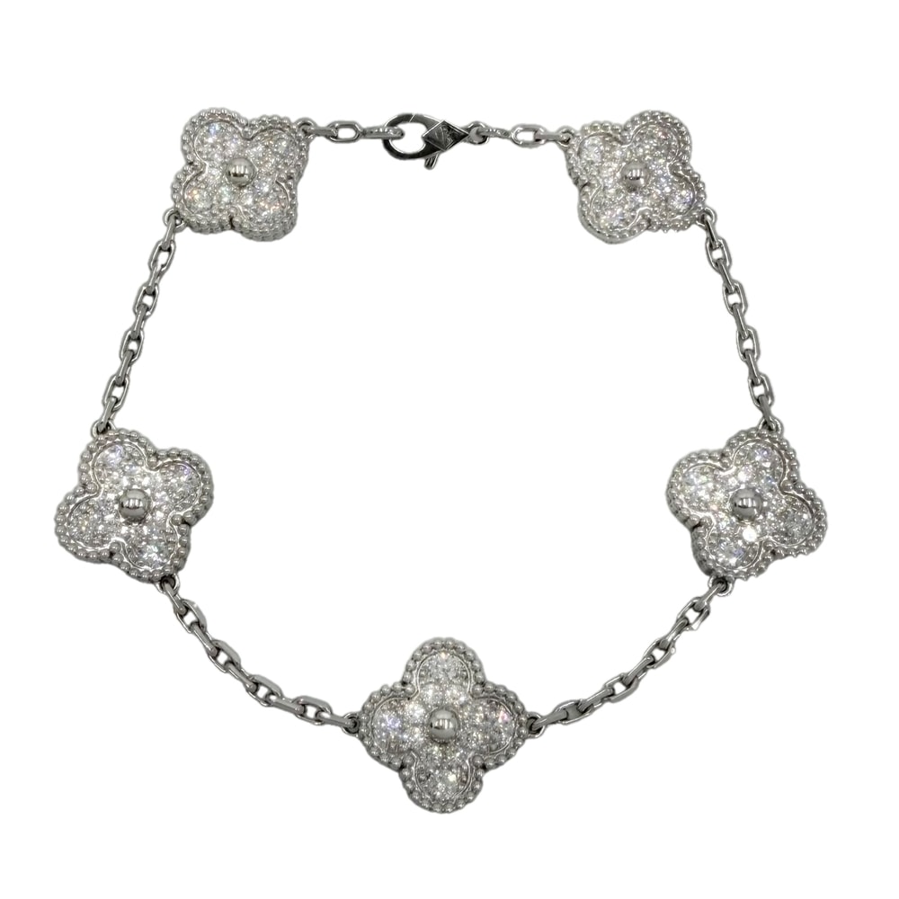 Van Cleef & Arpels ヴァンクリーフ&アーペル ブレスレット ヴィンテージ アルハンブラ ジュエリー アクセサリー K18ホワイトゴールド ダイヤモンド60石2.41ct VCARA41500 レディース 約13.6g 美品【中古品】