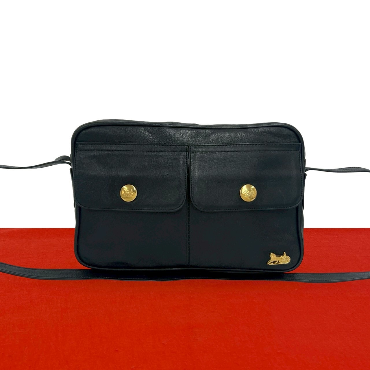CELINE セリーヌ 馬車金具 レザー ショルダーバッグ ブラック
 29730