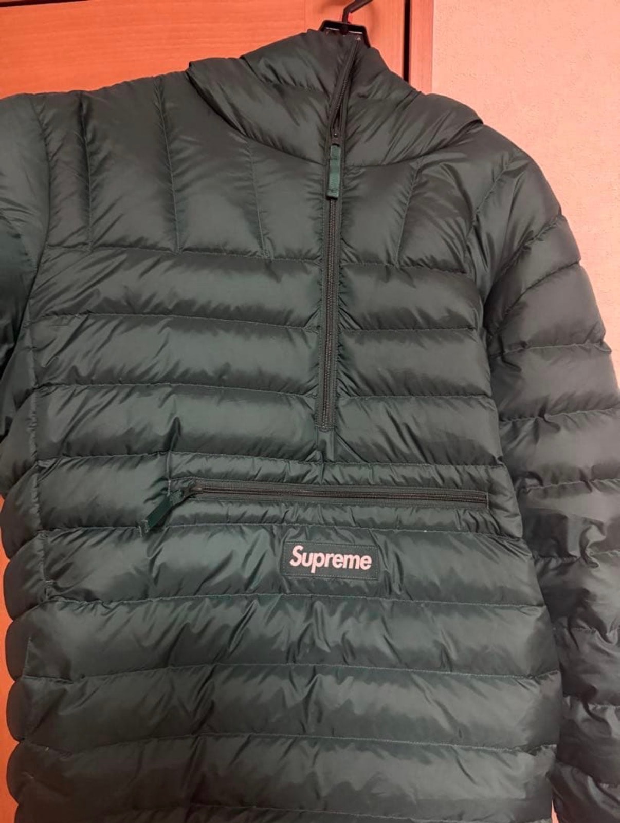 Supreme Micro Down Half Zip Hooded Pullover "Dark Green"