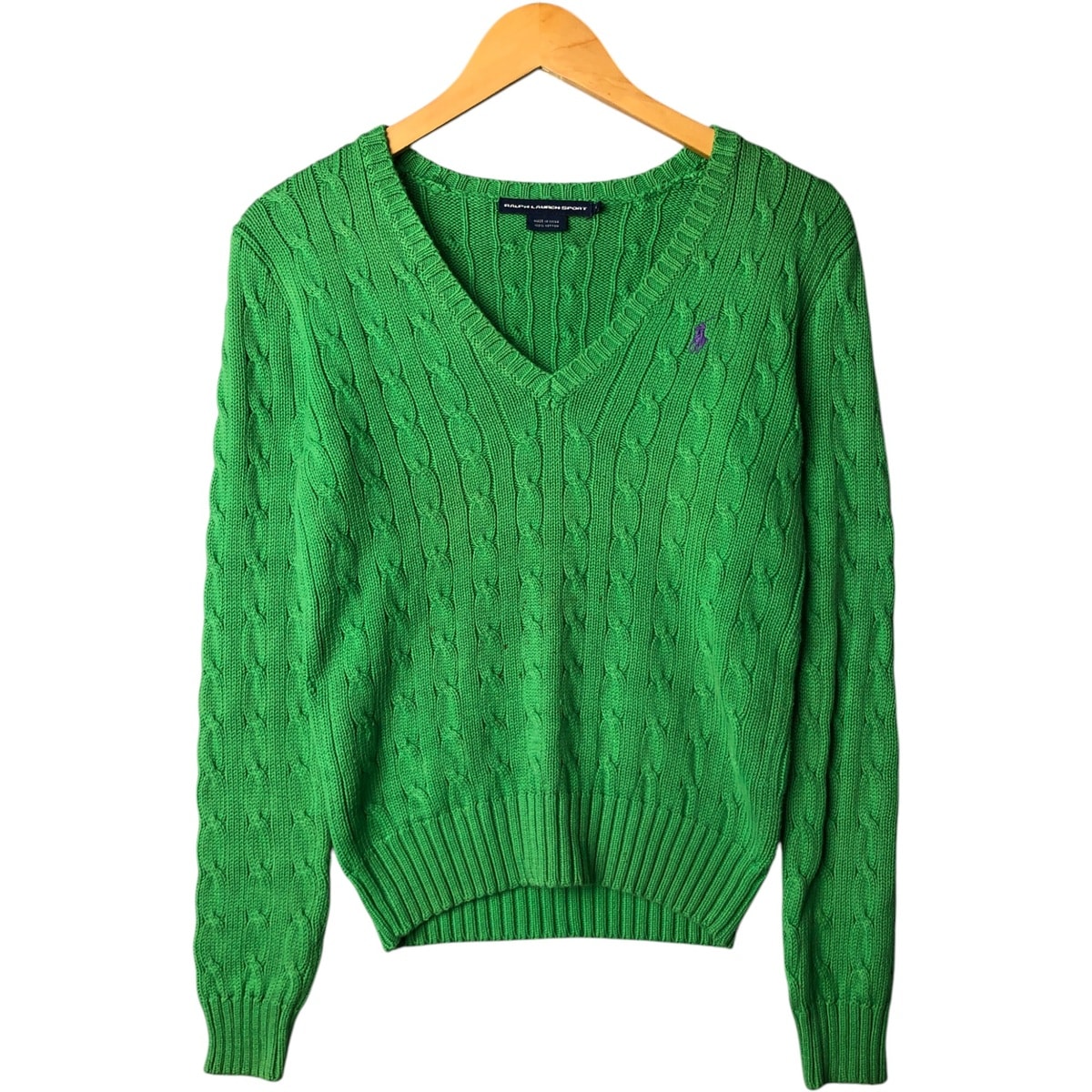 古着 ラルフローレン Ralph Lauren RALPH LAUREN SPORT ケーブル編み Vネック コットンニットセーター レディースM相当/eaa581293