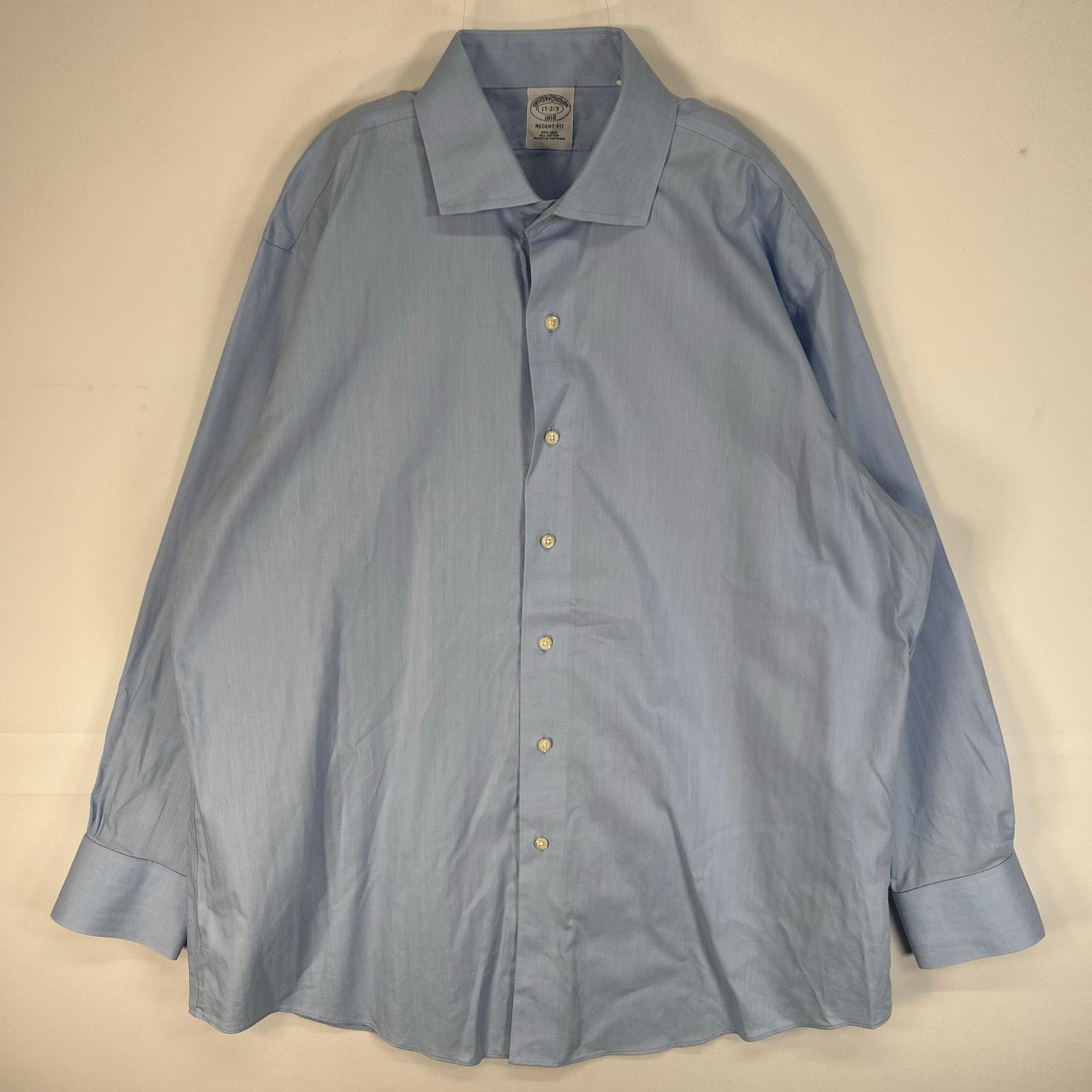 古着 ブルックスブラザーズ Brooks Brothers ヘリンボーン 長袖シャツ カラーステイ REGENT FIT NON-IRON XL  ブルー系 無地 メンズ