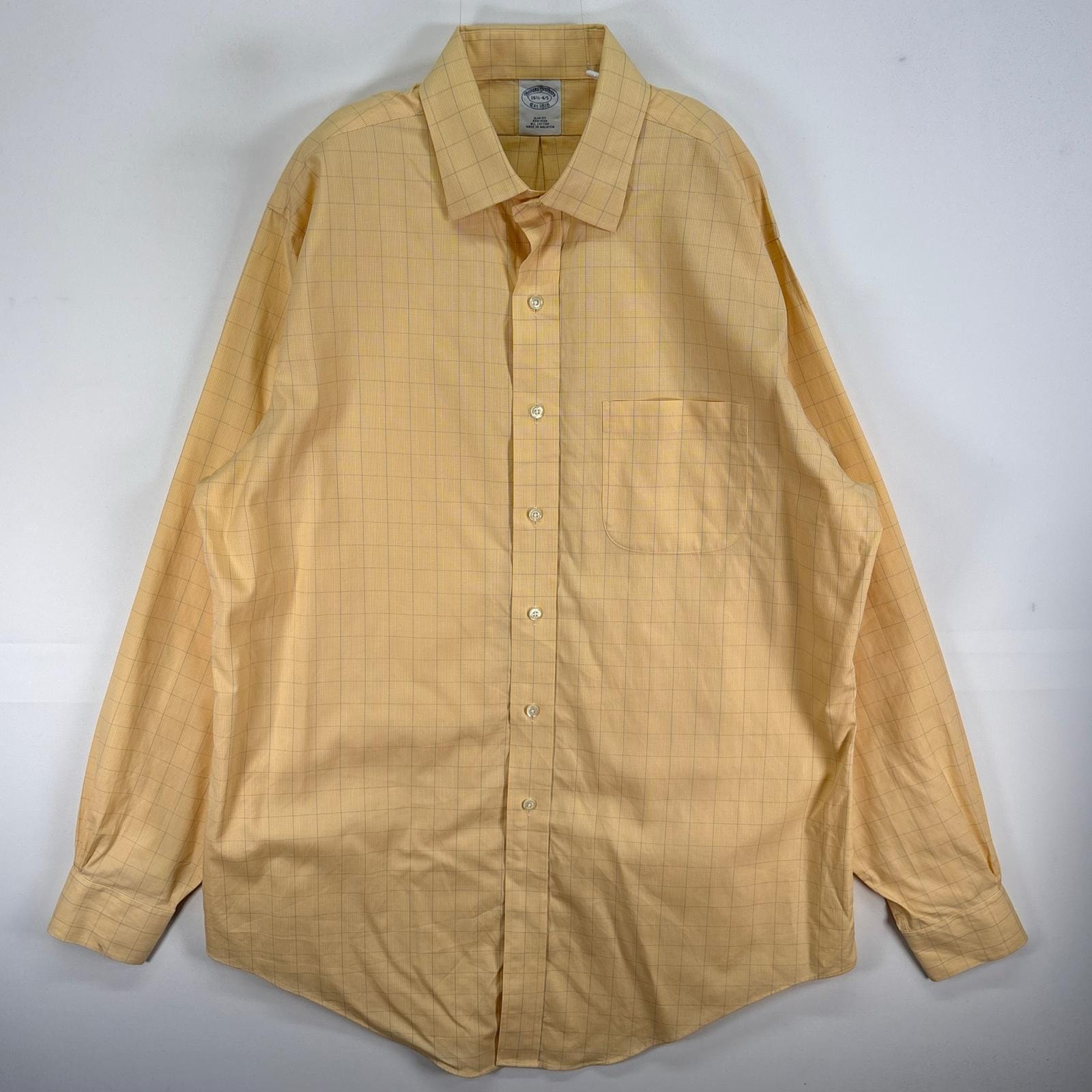 古着 ブルックスブラザーズ Brooks Brothers 長袖シャツ SLIM FIT 胸ポケ L イエロー系 チェック メンズ