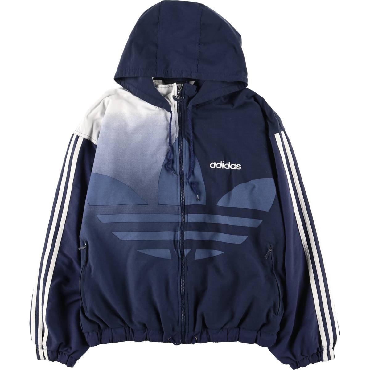 古着 80~90年代 アディダス adidas トレフォイルロゴ フード付き ウインドブレーカー メンズM相当 ヴィンテージ/eaa618464