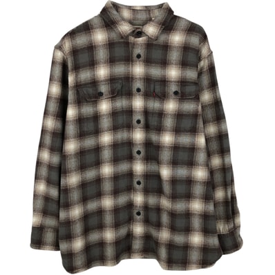 古着 リーバイス Levi's RELAXED オンブレチェック 長袖 フランネルチェックシャツ メンズL相当/eaa647285