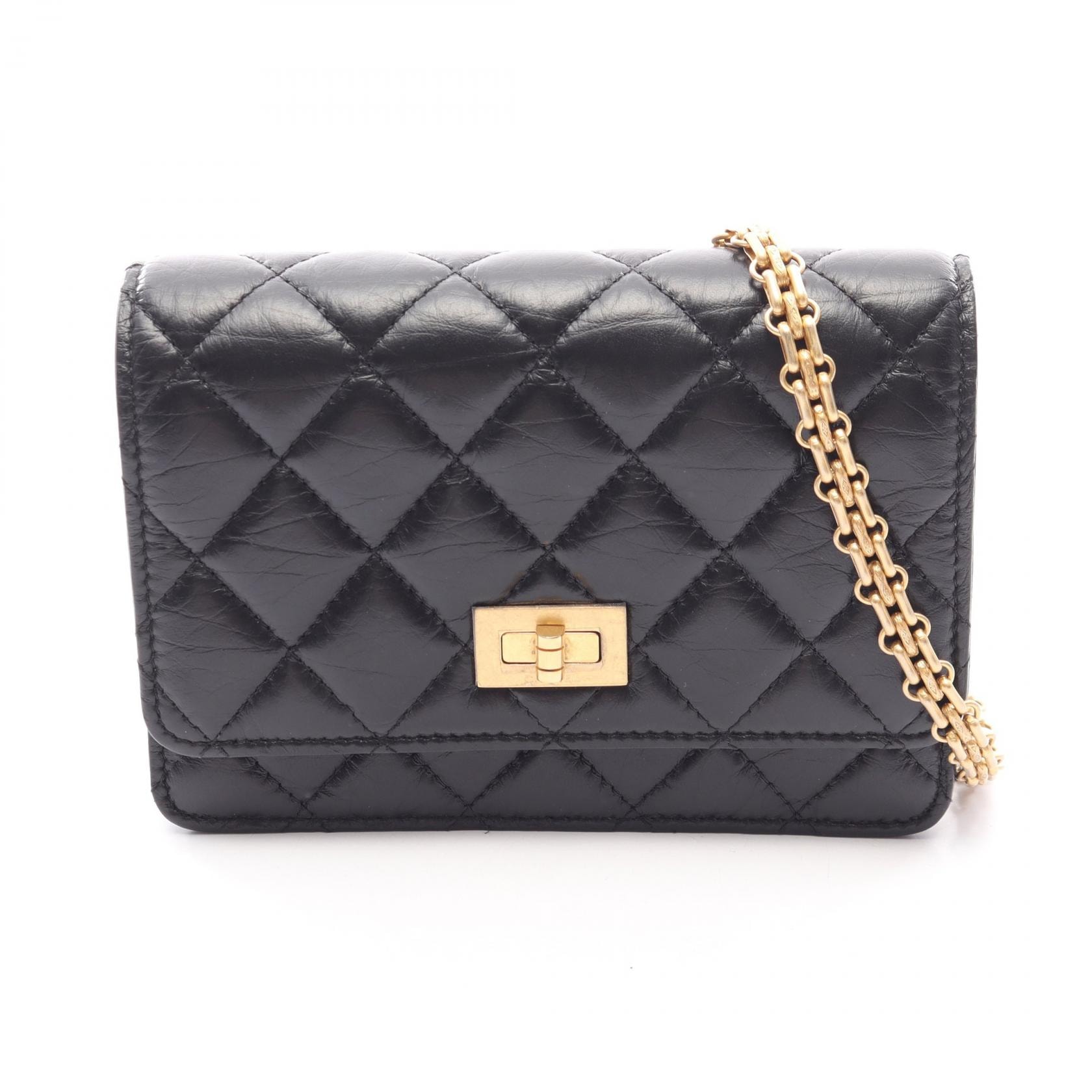 シャネル CHANEL 2.55 マトラッセ ミニ ショルダーバッグ バッグ カーフ(牛革) レディース ブラック系 【中古】