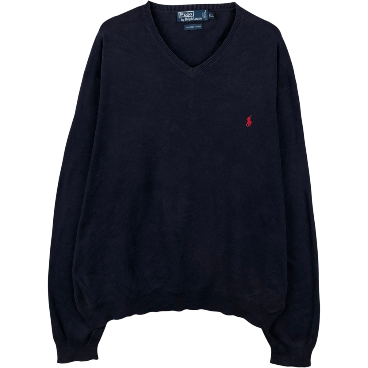 古着 ラルフローレン Ralph Lauren POLO by Ralph Lauren Vネック ピマコットンニットセーター メンズXXL相当/eaa637183