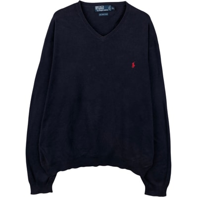 古着 ラルフローレン Ralph Lauren POLO by Ralph Lauren Vネック ピマコットンニットセーター メンズXXL相当/eaa637183