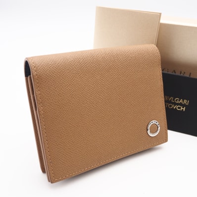 極美品 BVLGARI ブルガリ ブルガリ ブルガリ マン ビジネスカードホルダー 294738 カードケース ブラウン カーフレザー メンズ