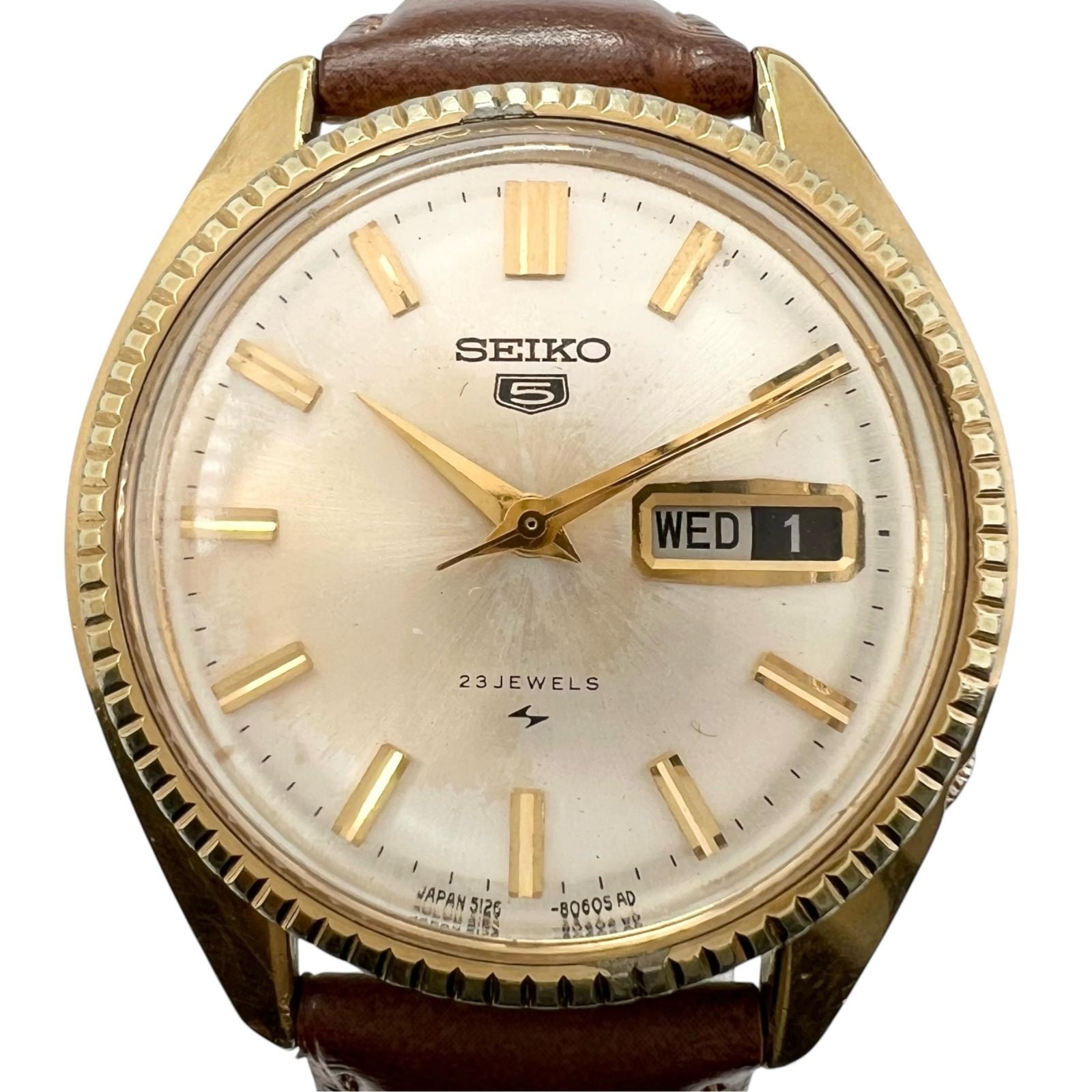 SEIKO セイコー ファイブ 5126-8050 腕時計 ステンレススチール ゴールド 自動巻き ゴールド文字盤 メンズ 1968年台製造【中古】