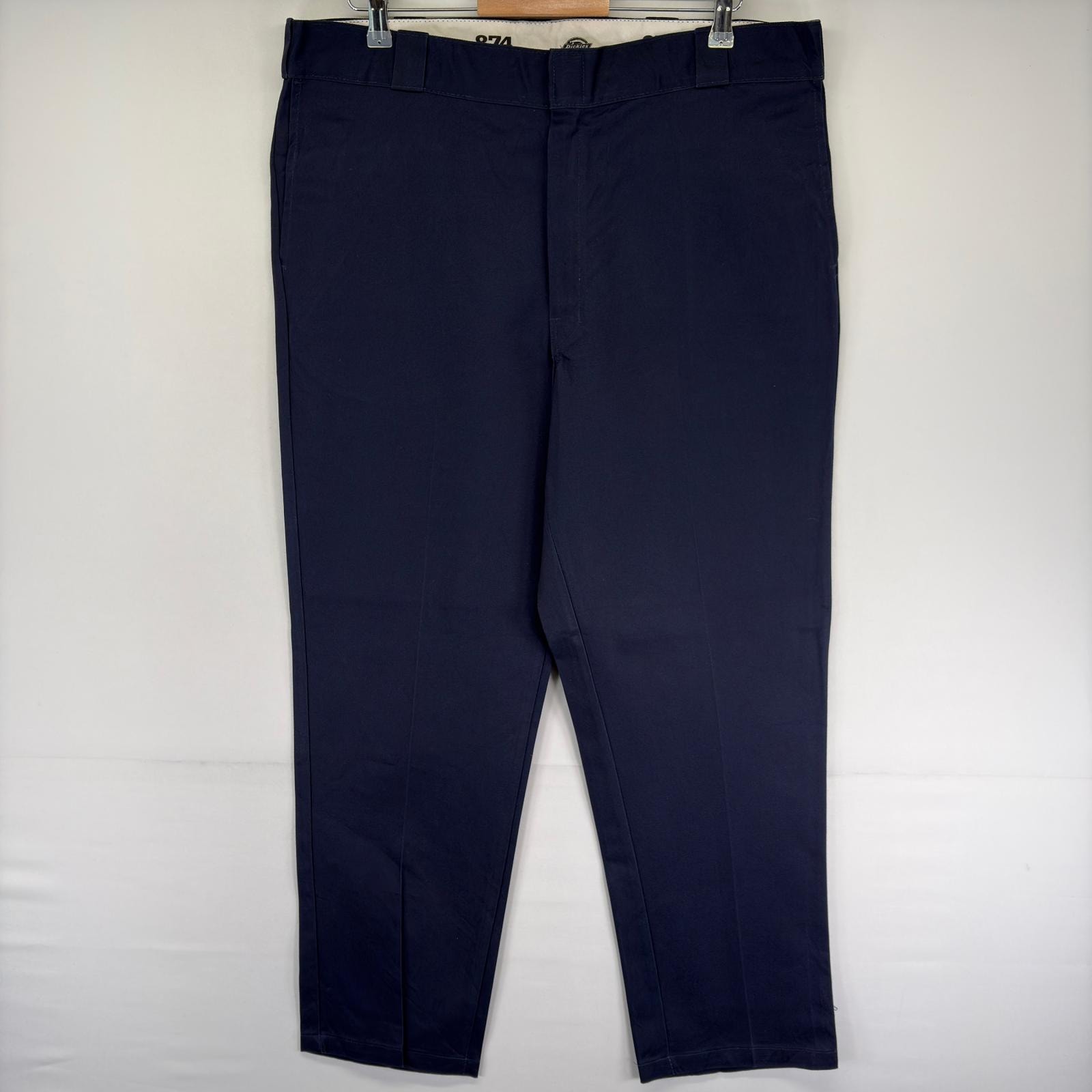 古着 ディッキーズ Dickies パンツ ワーク874 ストレート ジップ 大きいサイズ チノパン スラックス W40 L32  ネイビー系 メンズ