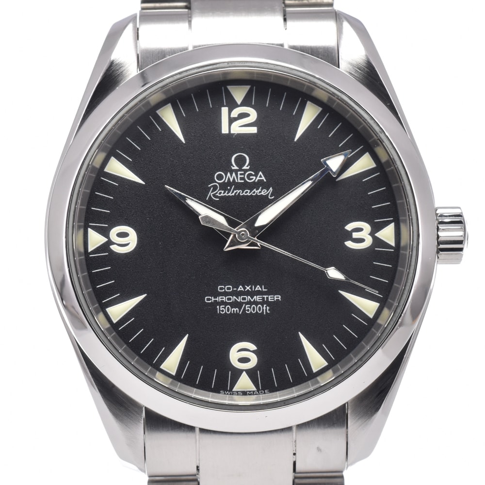オメガ OMEGA 2503.52 シーマスター アクアテラ レイルマスター ブラック 自動巻き メンズ 良品 腕時計 R#148579