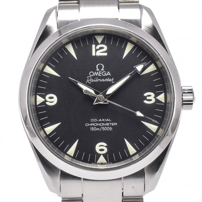 オメガ OMEGA 2503.52 シーマスター アクアテラ レイルマスター ブラック 自動巻き メンズ 良品 腕時計 R#148579