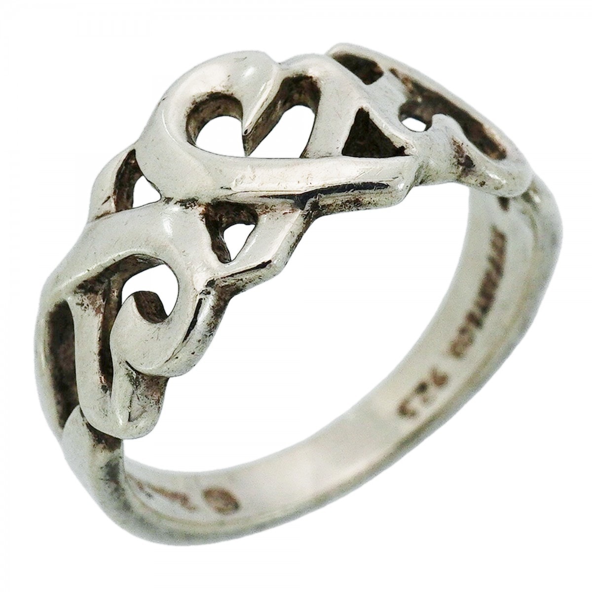 【6jdb0449-k】ティファニー リング トリプルラビングハート シルバー925 12号【中古】レディース